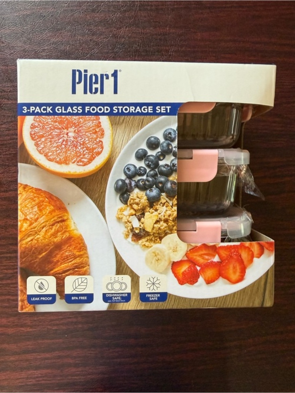 Pier1 3-Pack Glass Food Storage airtight lids